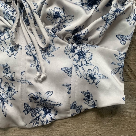 Pacsun Satin Floral Bustier Smocked Top - Picture 13 of 14